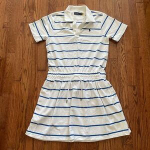 Polo by Ralph Lauren White & Blue Striped Polo Mini Dress